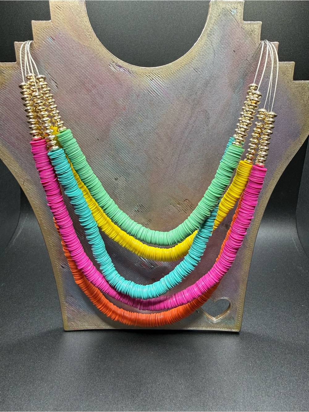 Colorful Multi-Strand Disc Bead Necklace with Starfish Charm.